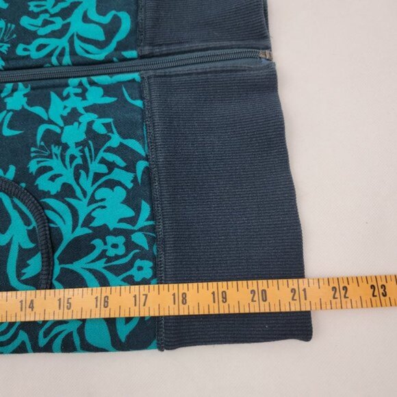 LULULEMON Womens XS? S? Scuba Hoodie Jacket Teal Turquoise Full Zip Floral Print - Picture 14 of 14